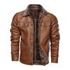 Winter Men's PU Leather Jacket Casual Thick Fur Thermal Leather Coats Men Fur Collar Motorcycle Leather Down Jackets 8XL