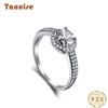 Tancise Women Classic 925 Sterling Silver  Zircon Ring Ladies Jewelry Wedding Promise Party Gift