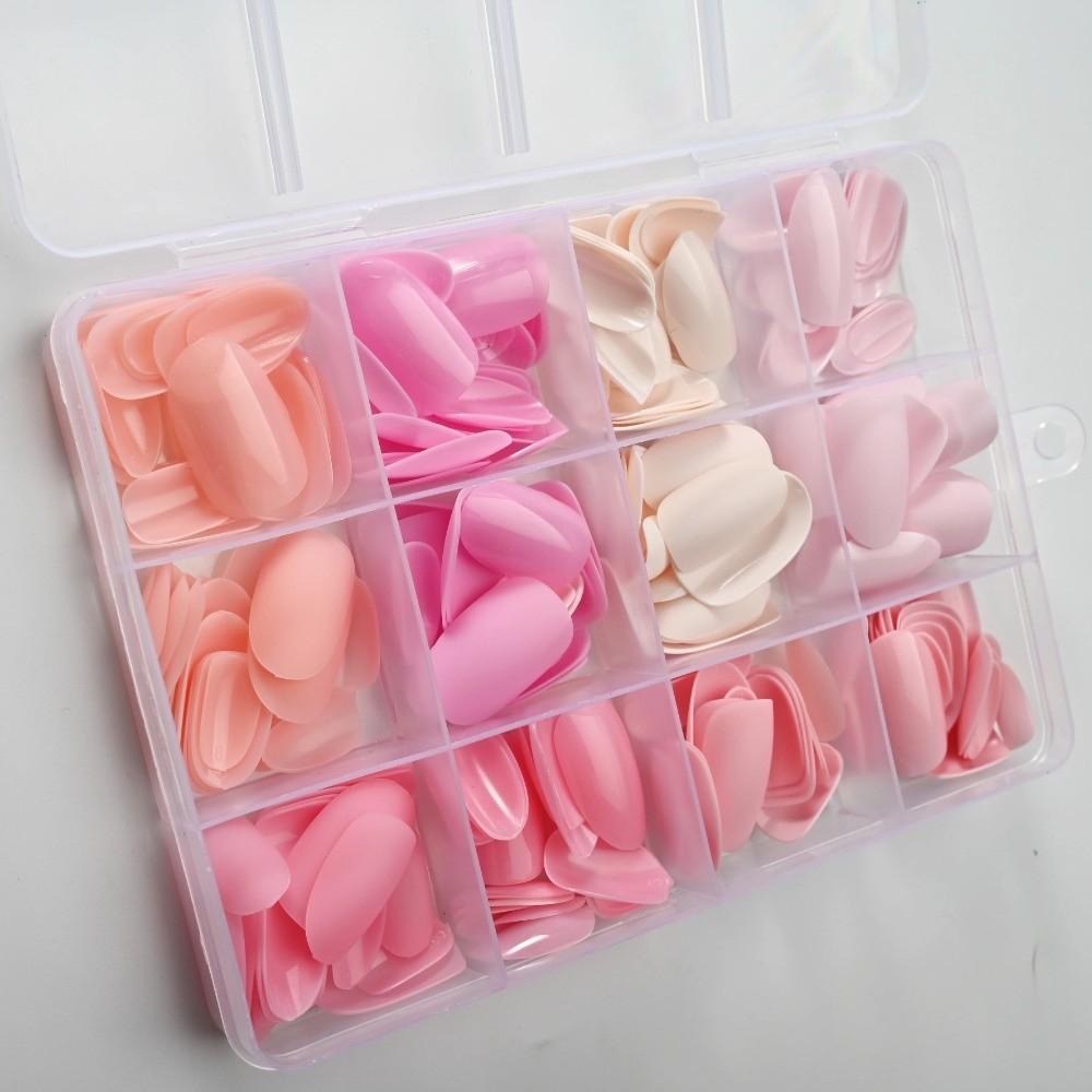 288pcs Solid Color Press On Nails Matte Finish Acrylic Fake Nails Hot Nail Tips Daily Wear
