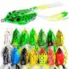 1pcs Soft Bait Mixed Color Surface Floating Frog Fishing Lures with Sharp Hooks, Realistic Silicone Body Freshwater Saltwater Bass Fishing
