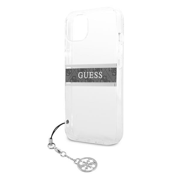 Etui do iPhone 13 mini Guess Przezroczyste 4G Szare z Paskiem
