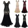 Women Vintage 1920s Bead Fringe Sequin Lace Party Flapper Cocktail Prom Dress