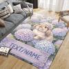 Custom Name,Floral Forest Animal Portrait Series Home Sofa Decoration for Living Room & Bedroom, Non‑Slip Play Flannel Floor Mat for Game Room