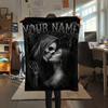 1PC Custom Name Pink Angel Skulls Patterned Flannel Blanket Suitable For All Seasons for Home Decor Warmth and Comfort Gifts Holiday Present_lx