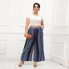Women's Bohemian Waist Wide Leg Trousers Casual Loose Plus Size Pants Vintage High Waist For Female Trousers Chic Fashion Straight Pants Beach Pants