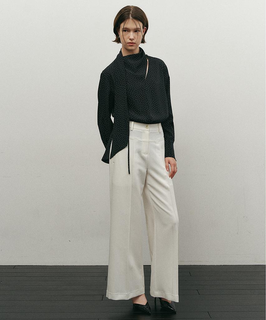 MAKE A TOAST Straight Pintuck Pants Ivory Mbefpa009Iv