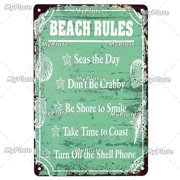 [MyPlate] Beach Metal Sign Vintage Plaque Tin Sign Plate Wall Decor For Bar Club Man Cave Art Painting Poster Gift