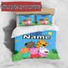 3pcs Duvet Cover Set (1*Duvet Cover + 2*Pillowcase, Without Core), Custom Name Peppa Pig Pattern Bedding Set, Home Bedroom Decor Gift