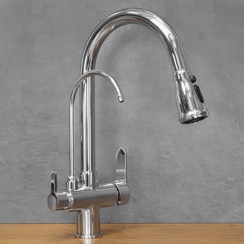 DOUBLE chrome standing kitchen tap