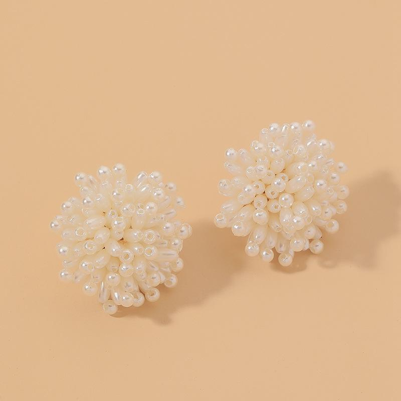 Элегантные серьги-пусеты из стерлингового серебра с цветком из искусственного жемчуга для женщин