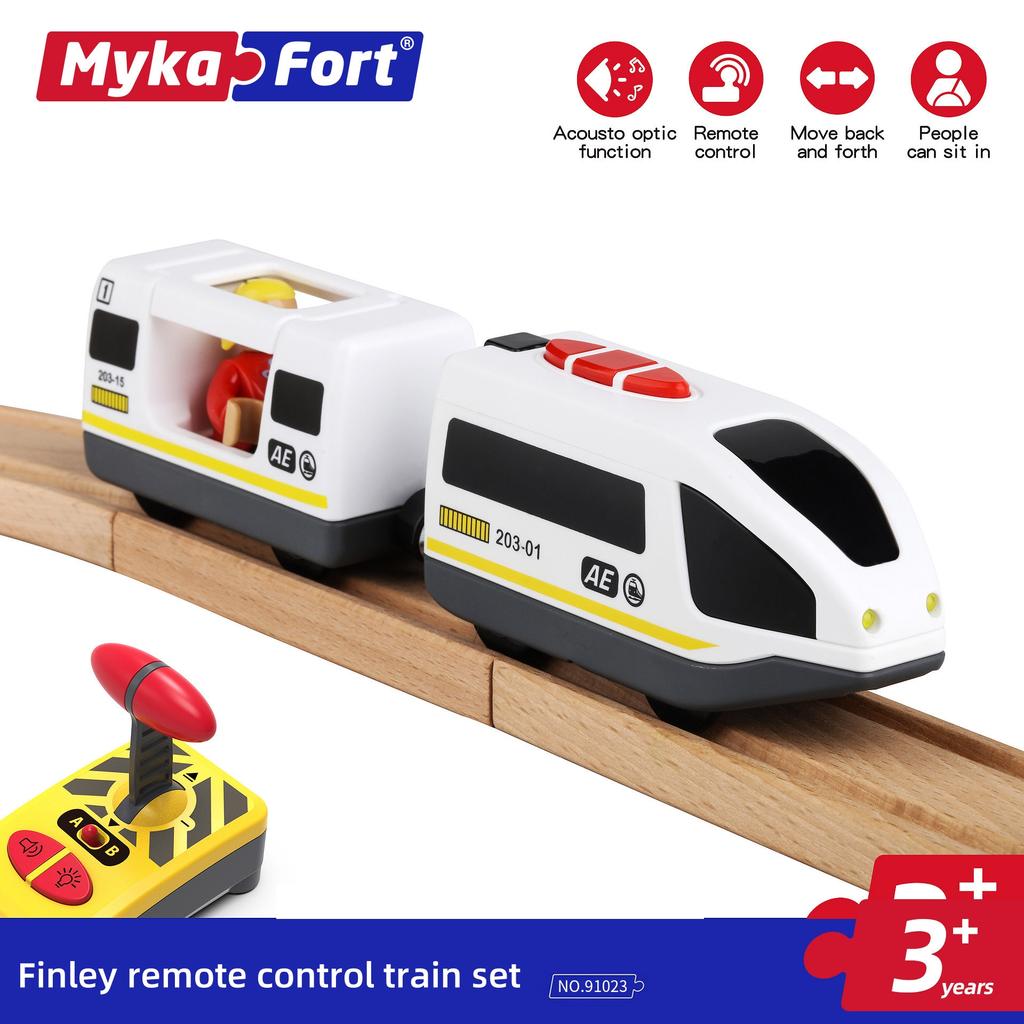 Маленький игрушечный поезд, железнодорожный вагончик, электрический локомотив с дистанционным управлением, магнитная деревянная дорожка