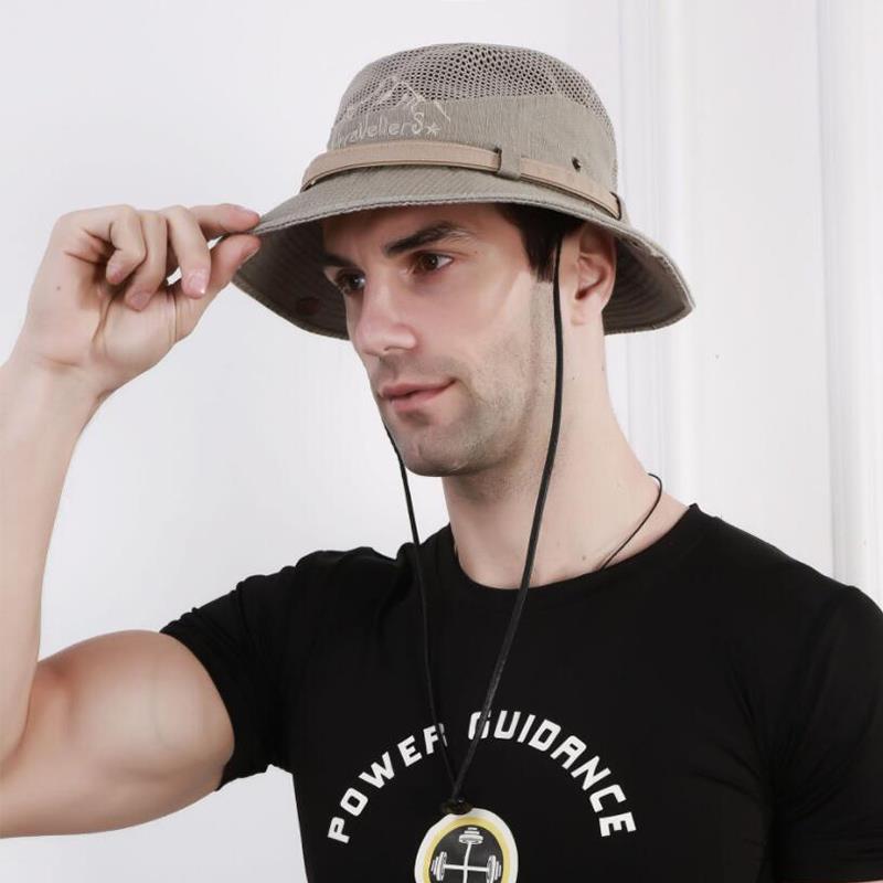Новая уличная панама, мужская летняя дышащая панама, хлопковая сетчатая шляпа для рыбалки в джунглях, походная пляжная солнцезащитная кепка для мужчин