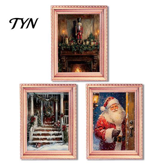 Christmas Pattern Frames 3Pcs Light-up Frame Refrigerator Magnet, Vintage Wooden Magnets Fridge Glowing Magnetic Picture Holder for Cabinet