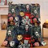 1PC Horror Movie Characters Flannel Blanket Gift, Suitable for Both Men And Women, Soft Ideal for Beds And Sofa, Birthday Or Christmas Gift
