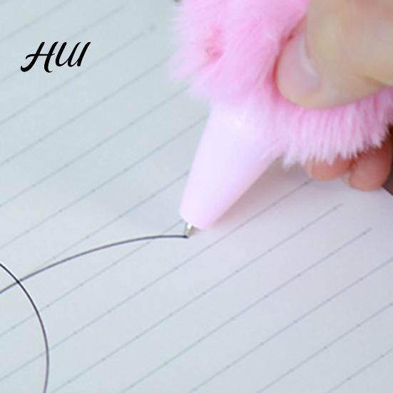 Novel Stylus Pen Giant Plush Click Pens Fluffy Press Ballpoint Fun Party Mechanism Favor Novelty Writing Tools for School Journaling Gifts Soft Animal