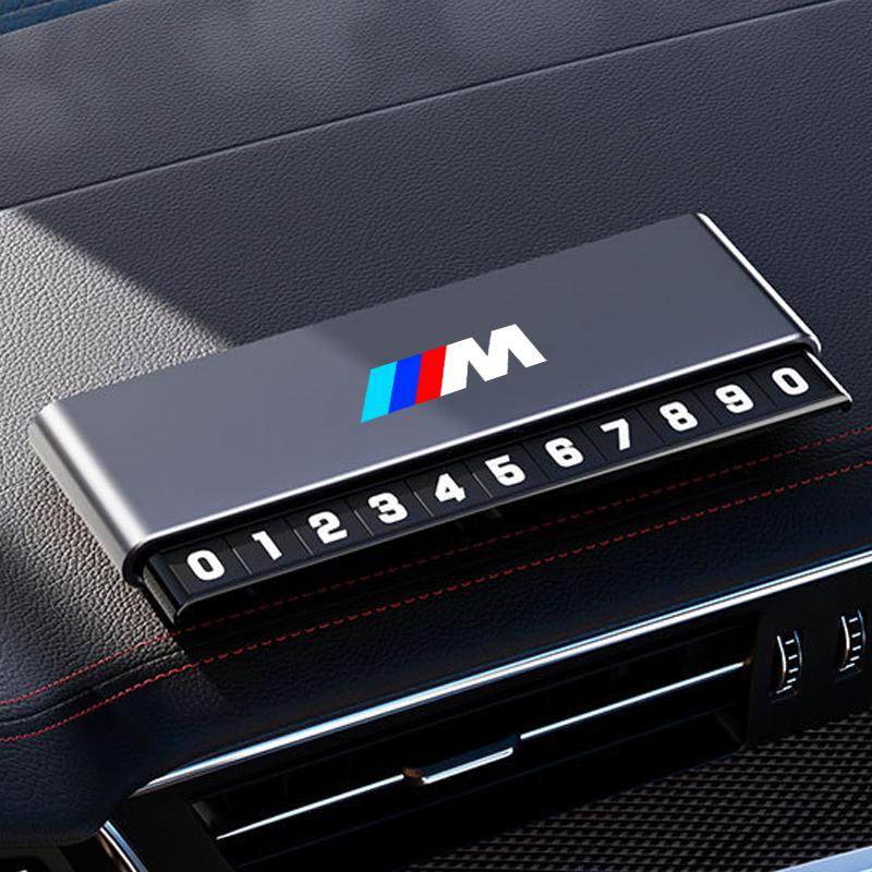 XJBN1 2025 New Aluminium Alloy Car Temporary Parking Card Phone Number Plate For BMW M Emblem M3 M5 X1 E46 E36 E34 F10 E90 F30 E60 F30