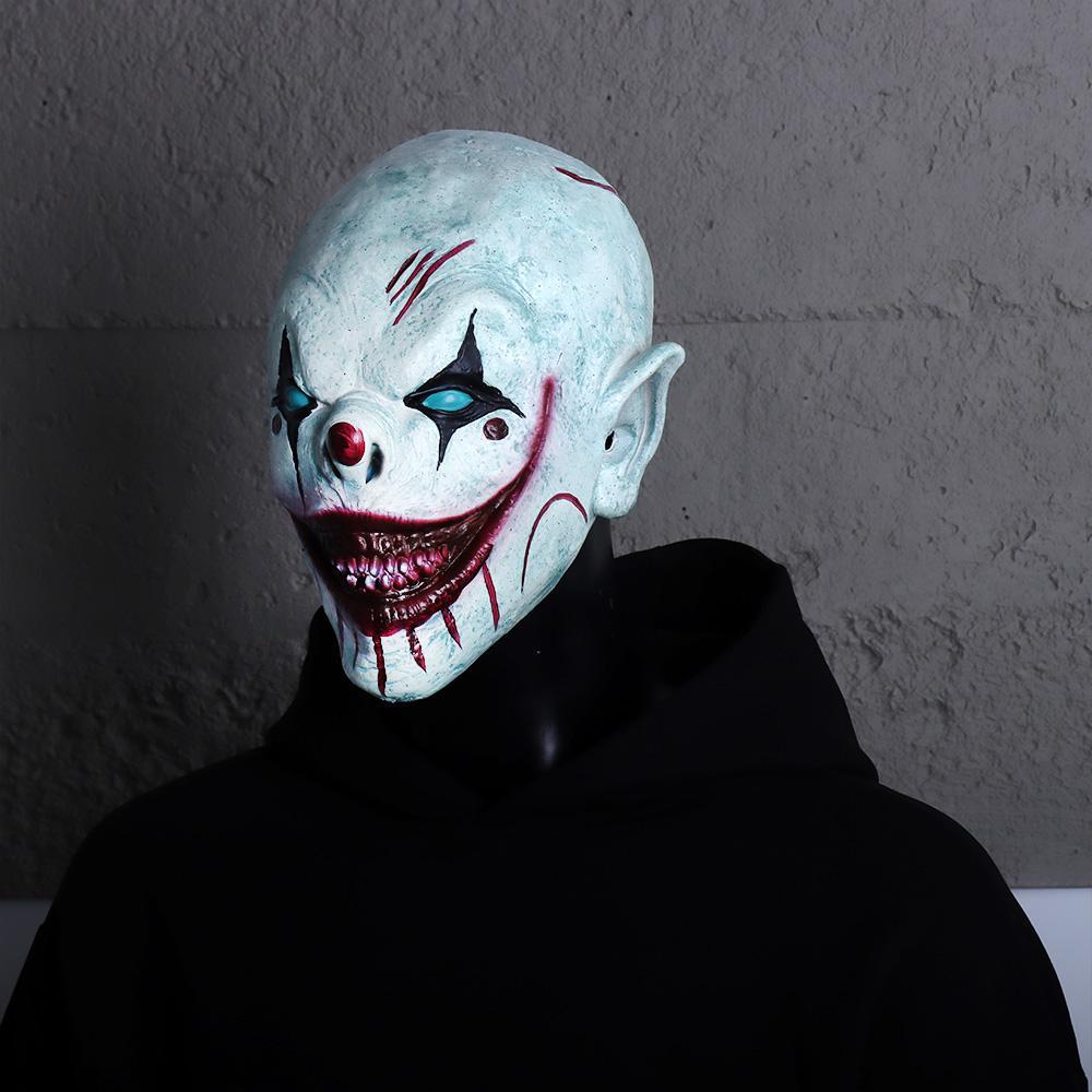 Horror The Clown in The Box Mask Cosplay Bloody Devil Killer Joker Latex Helmet Halloween Carnival Party Dress Up Costume Props