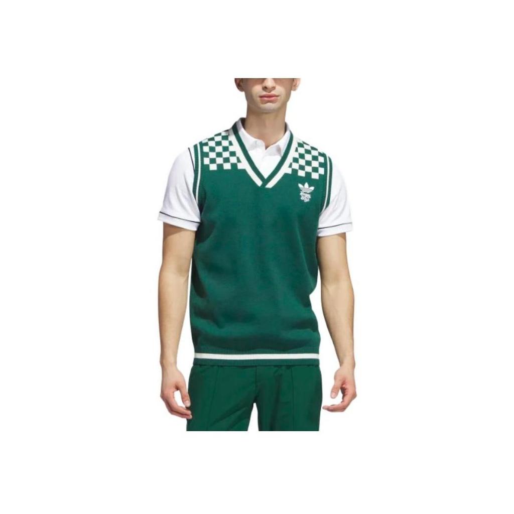 adidas Originals X Bogey Boys Collaboration SS23 Solid Golf Square Knit без рукавов V-образный вырез жилет мужские топы зеленый IL9295