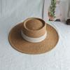 French Retro Summer Men'S And Women'S Hand-Woven Panama Flat Top Top Hat Shading Vacation Beach Sun Straw Hat