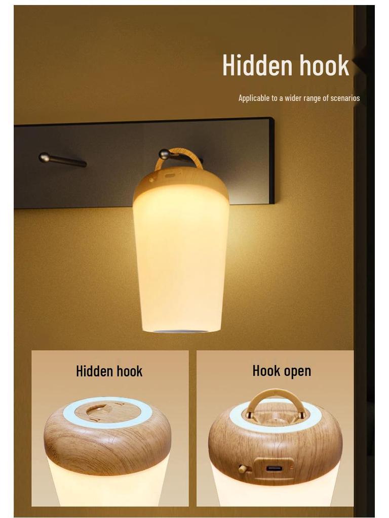 Rechargeable RGB Wood Grain Night Light with Remote - Creative Bedside Lamp