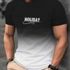 Men's Gradient Color Letters Printed T-Shirt Casual Short-Sleeved Round Neck T-Shirt for Summer Outdoor Activities Tops Clothing