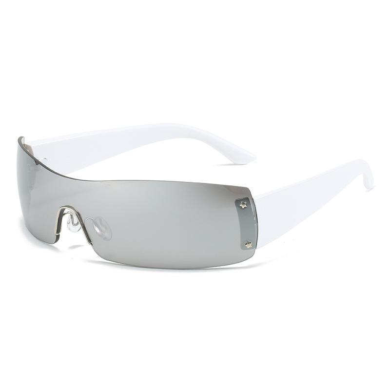 Солнцезащитные очки без оправы в стиле стимпанк, цельные солнцезащитные очки, женские солнцезащитные очки в стиле панк со звездами, женские модные солнцезащитные очки