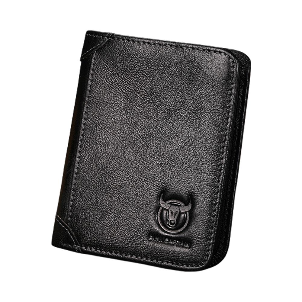 Мужской кошелек из натуральной кожи большой емкости, двойной складной кошелек с RFID-блокировкой, винтажный держатель для кредитных карт