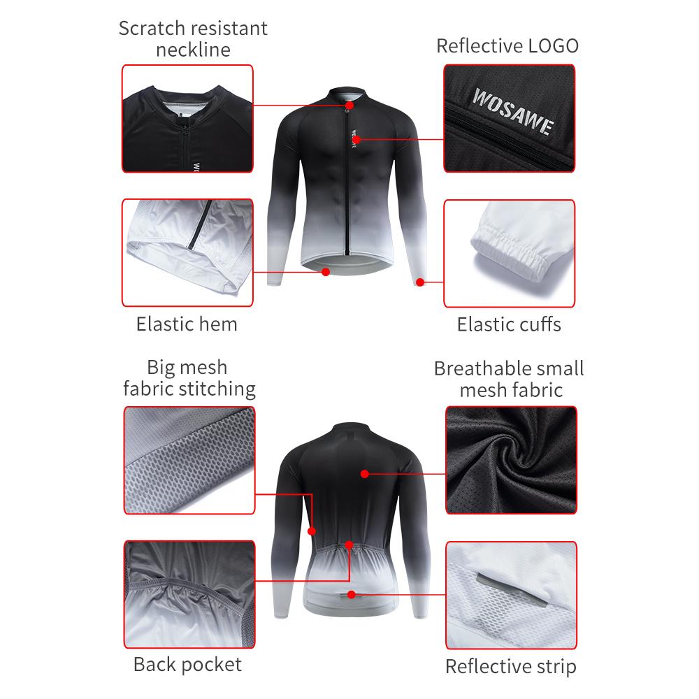 Велосипедные комплекты WOSAWE Мужские велосипедные брюки из джерси с длинными рукавами и мягкой подкладкой