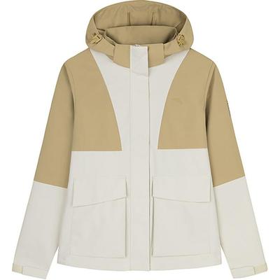 Куртка Outdoor Series с логотипом бренда, с капюшоном, застежкой-молнией и длинными рукавами, женские куртки цвета мел-белый, феникс-перо-коричневый 162446602S-1