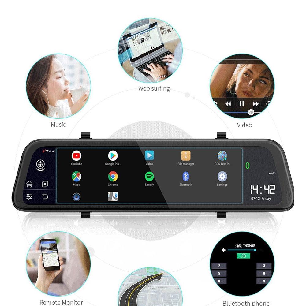 Автомобильный видеорегистратор на базе Android, зеркало/автомобильный регистратор GX9, Android 8.1, 4G, Wi-Fi, GPS-навигация, двойной объектив, с функцией GPS-радара и удаленным мониторингом
