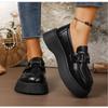 Spring Metal Buckle Platform Loafers Women Leather Slip On Flats Shoes Woman College Style Thick Sole JK Dress Shoes Crawler