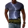 Summer 3D Print Men T-shirt With Lightning Pattern Fashion Casual Interesting Natural Landscape Graphic T Shirts Cool Blouse