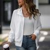 Women's Casual Long Sleeve Zip-Up Jacket Lightweight Ribbed Knit Jacket with Pockets Burgundy