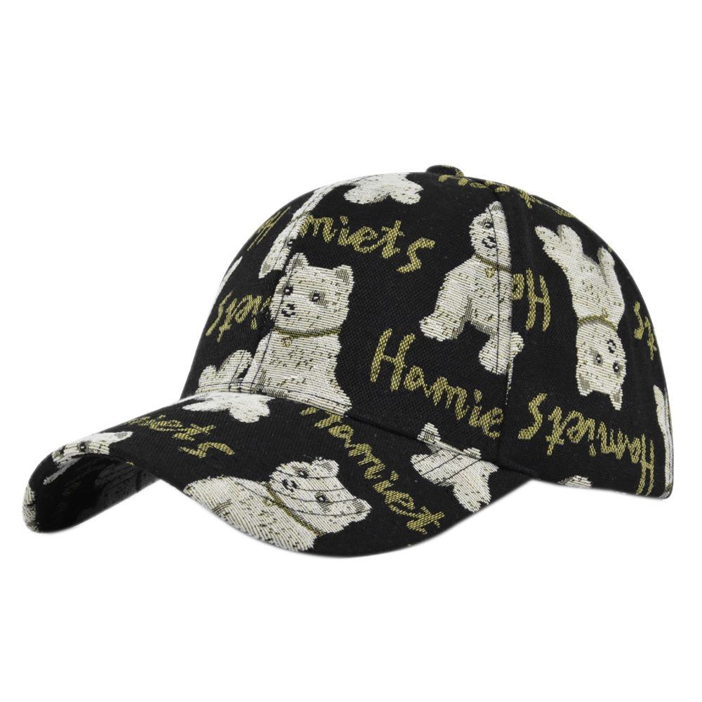 Little Bear Print Unisex-Teens Caps Dog Print Cotton Snapback Caps Fashion Hip Hop Vintage Hat