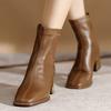 Fashion Square Toe Women Ankle Boots Flock Stretch Shoes Thin Mid Heels Black/brown/beige Back Zipper Dress Sock Boots Woman Size 34-40