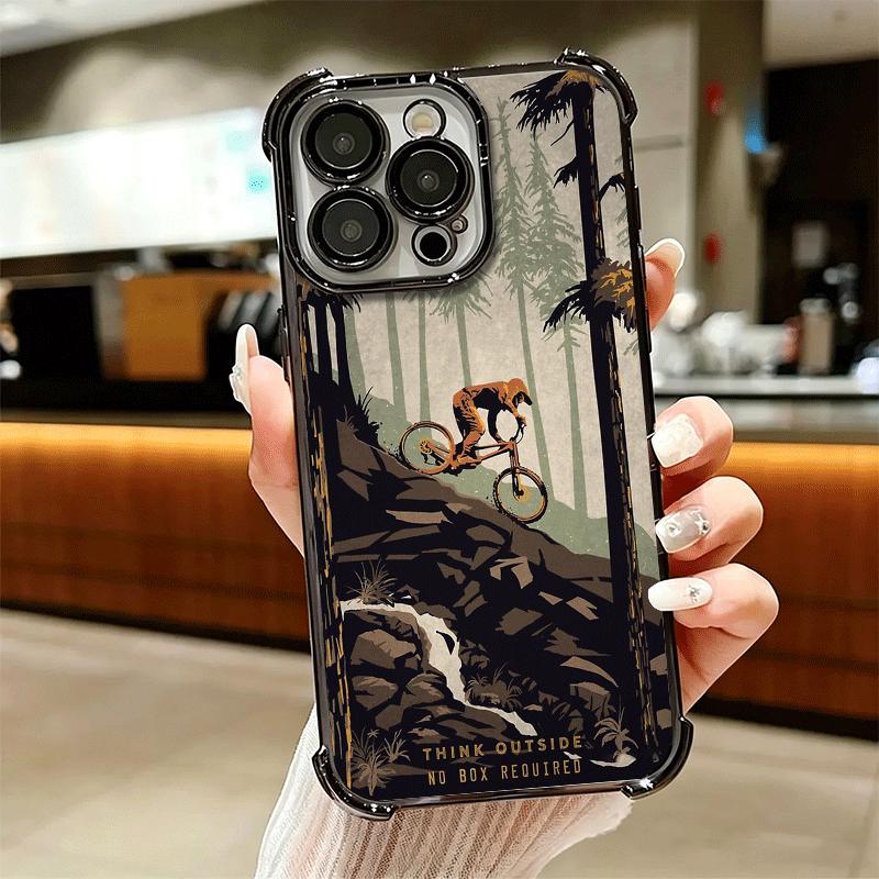Мягкий чехол для телефона с изображением горного велосипеда для iPhone 15 16 17 Air 14 Pro Max 16E Plus 13 12 Mini, с покрытием, противоударный Fundas