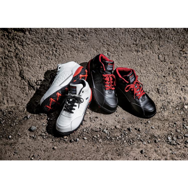Xebec 85129 Safety Work JSAA Class with Reflective Size Shoes, Sneakers, A, Lace-Up Pockets, Anti-Sweat, Material, White, 28.0cm
