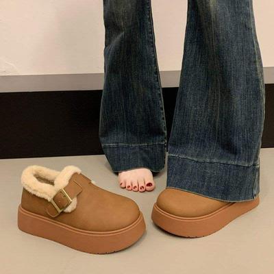 Женские зимние ботинки Birkenstocks на толстой подошве, новая коллекция 2025, теплые вельветовые сапоги-дутики на одной педали, теплые хлопковые туфли Birkenstocks