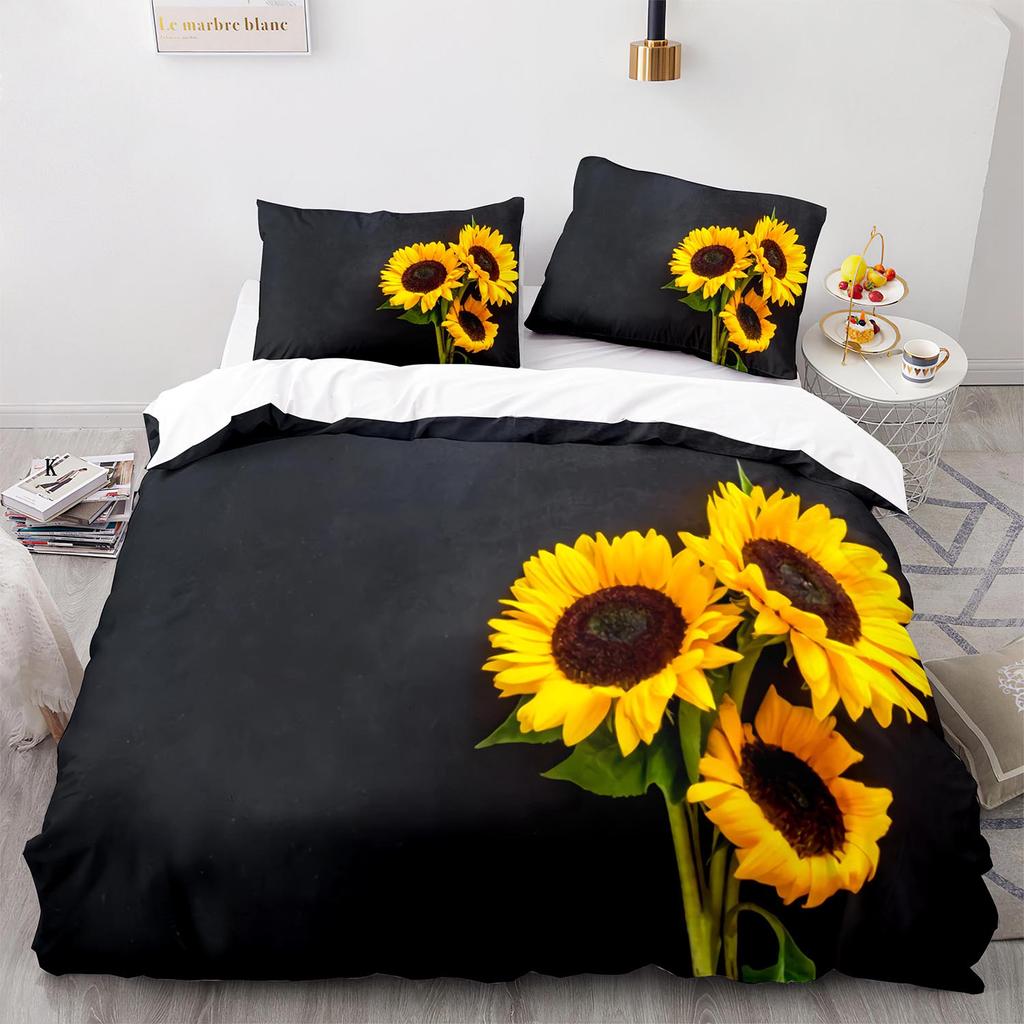 Желтые подсолнухи Пододеяльник размера King Queen Красивый цветочный постельный комплект для детей, девочек, женщин. Девичий, милый, с цветами, мягкий пододеяльник.