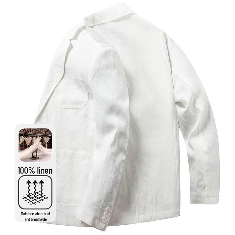 Мужской пиджак Hengyuanxiang, 100% лен, в стиле business casual
