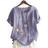 Women's Casual Short Sleeve Top with Round Neck and 11 Unique Floral Prints