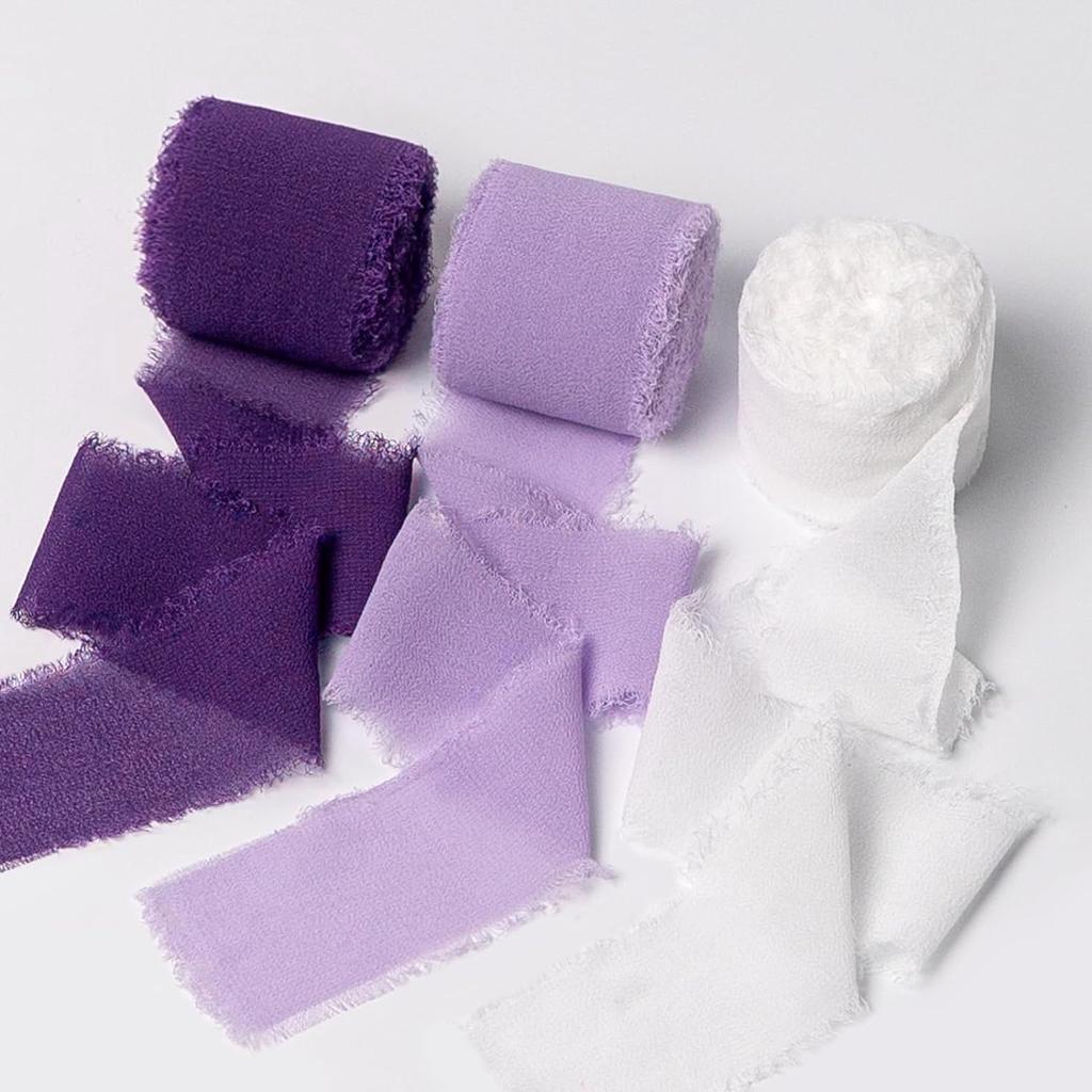 3 рулона 5-метровых разноцветных шифоновых лент для свадебных приглашений, свадебных букетов, подарочных коробок, украшений бантов