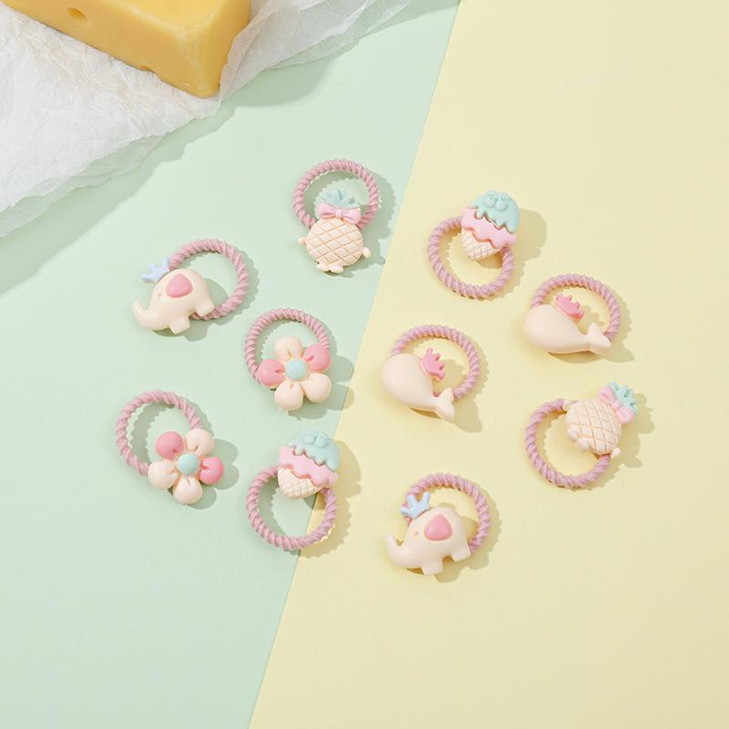 10 шт./компл., резинки для волос с милыми мультяшными животными для девочек, эластичная резинка для волос, головные уборы, аксессуары для волос