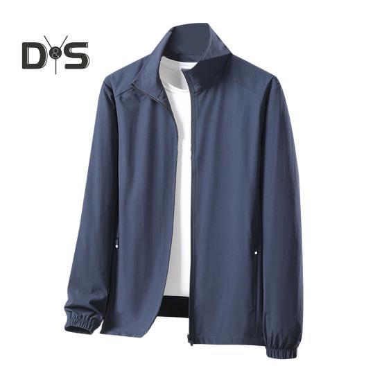 Мужская и женская солнцезащитная куртка с воротником-стойкой и длинным рукавом, однотонная застежка-молния, солнцезащитная одежда из ледяного шелка