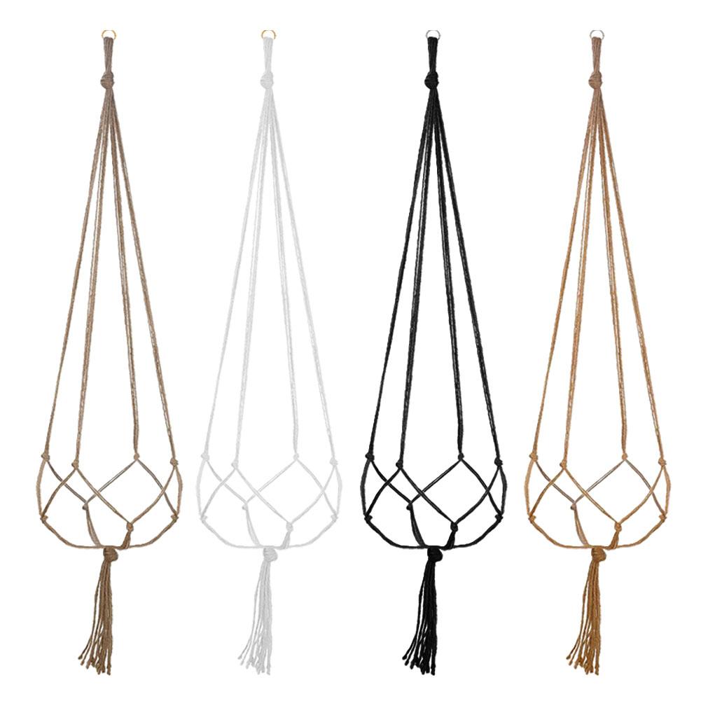 1pc Flower Pot Hemp Rope Hanging Net Straw Macrame Plant Hanger Garden Holder Legs Hanging Rope Basket Garden Balcony Decor
