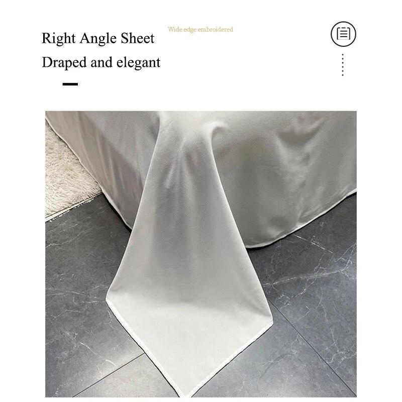 4 Pcs Light Luxury Polyester Cotton Sheets for Bed Solid Colour Full Queen King Size Bed Comforter Set with Duvet Cover