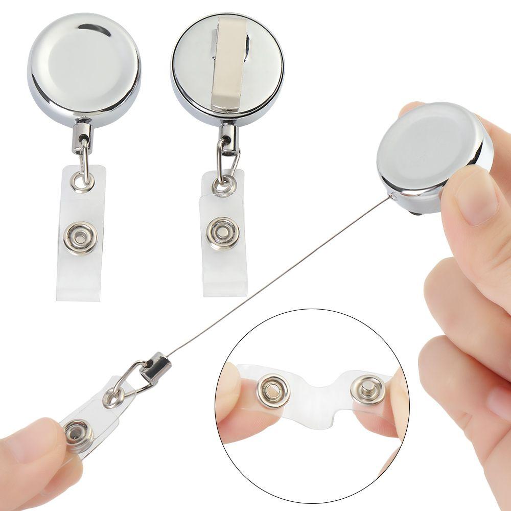 1pc Clip Anti-Lost Clip Metal ID Name Card Lanyards Retractable Key Ring Badge Holder