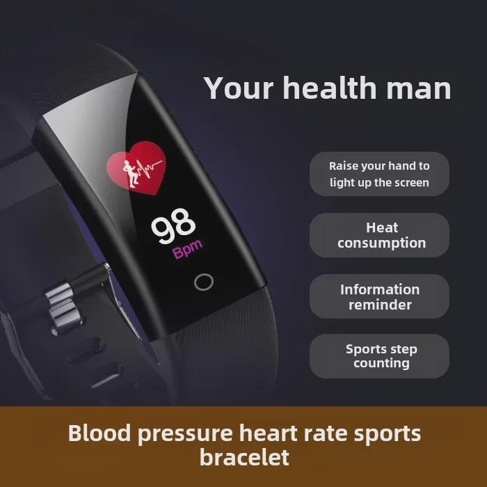"Smart 115Plus Sports Bracelet: Heart Rate & Blood Pressure Monitor, Color Screen, Pedometer for Men & Women"