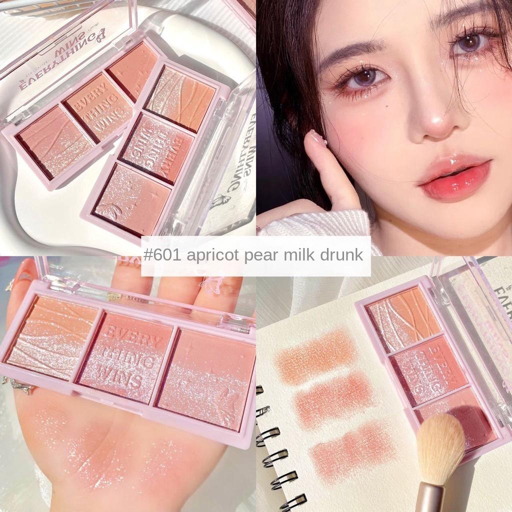 Three Color Blush Eyeshadow Tray Contouring One Plate Highlight Brightening Natural Long-lasting Makeup Waterproof Sweat Resistant Student Cosmetics