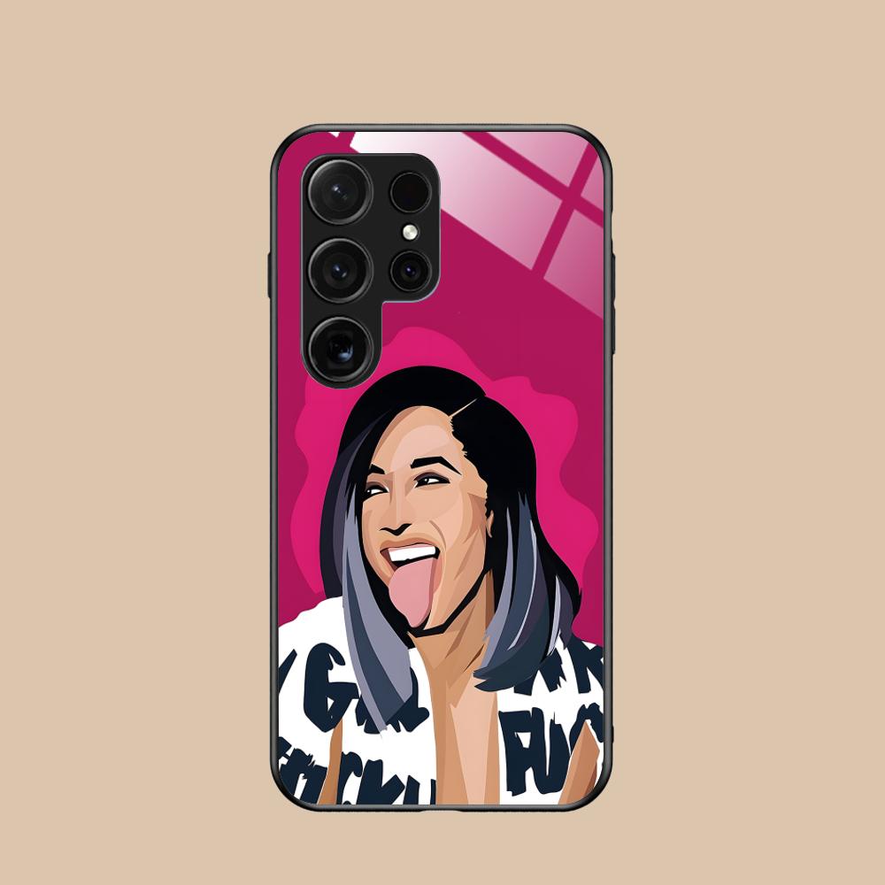Стеклянный чехол для мобильного телефона Cardi B для Samsung Galaxy S26 S25 S24 S23 S22 S21 S20 Note20 Plus FE Ultra Цветная крышка